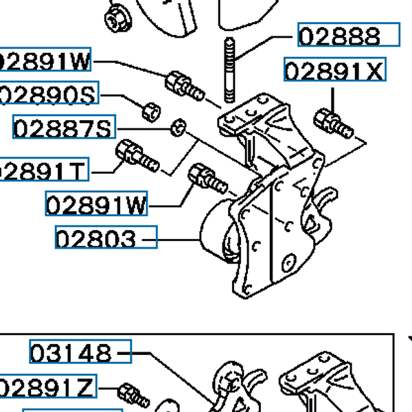 Hovedbilde Motorfeste brakett, tannreim side. Evo 4-9, MD343438 (02803)