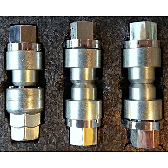 Hovedbilde Hjulmuttersett låsbart, 12mm x 1.5, Flat (5 stk + pipe)