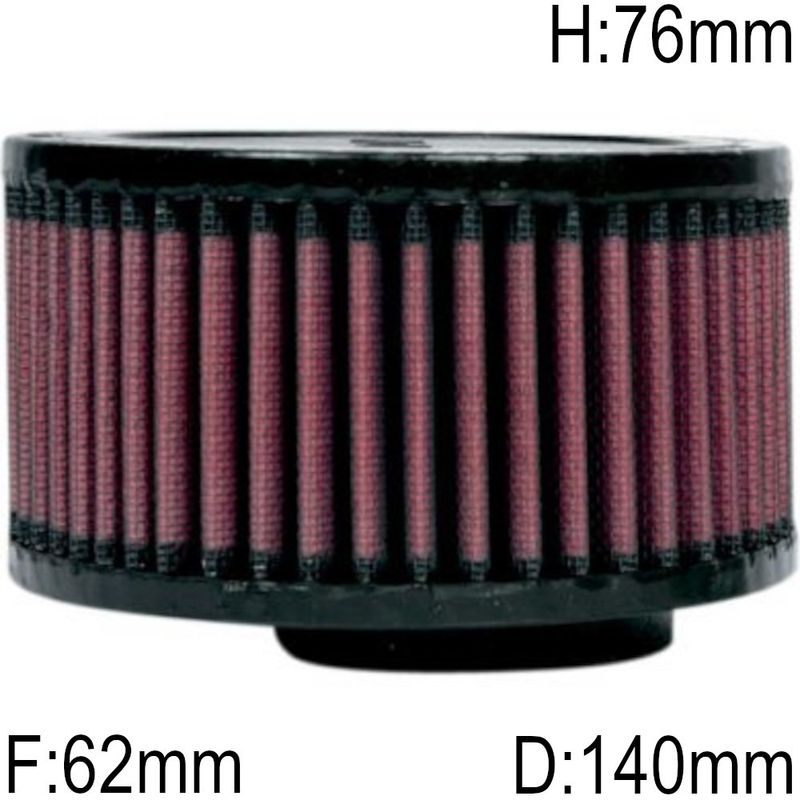 Luftfilter, K&N Universal 62mm, Ø140mm, H76mm, Offset 13mm