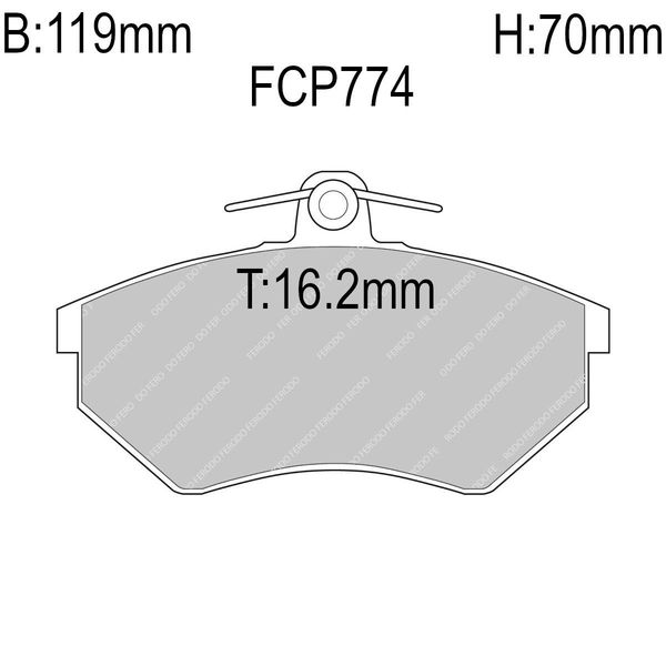 Hovedbilde Bremseklosser, Foran. Audi 80, 90, Golf, 16.2mm tykk. FCP774