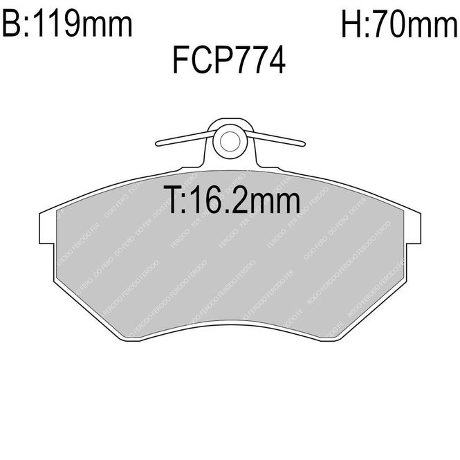 Hovedbilde Bremseklosser, Foran. Audi 80, 90, Golf, 16.2mm tykk. FCP774