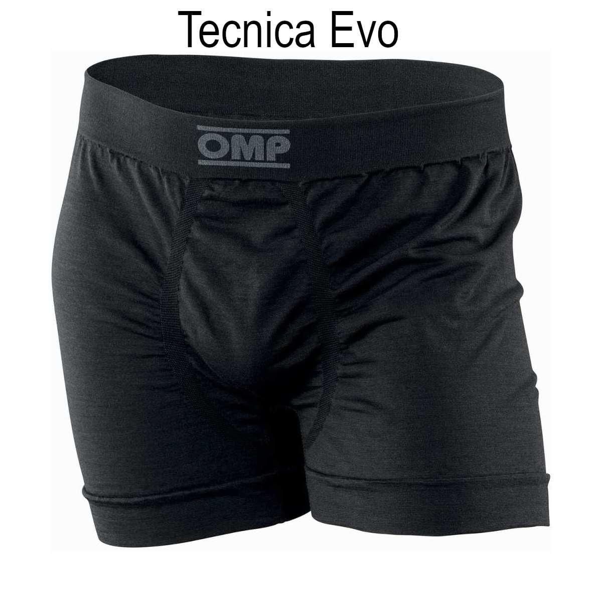 OMP Tecnica Evo boxer i svart. Str. S til XXL, FIA 8856-2018