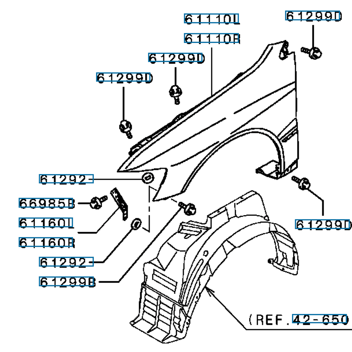 Skjerm venstre foran, EVO 5-6, (61110L), MR392697