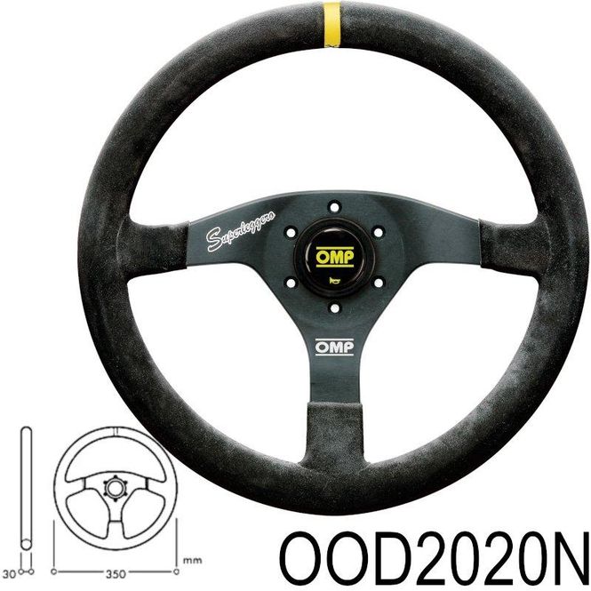 Hovedbilde Ratt, OMP Velocita Superleggero, svart semsket skinn 350mm. 2020-071