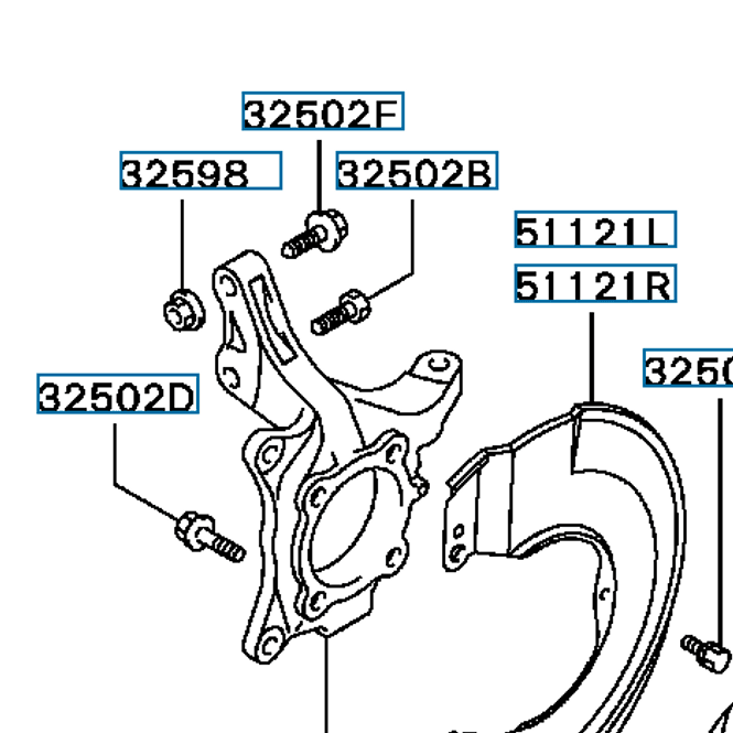Hovedbilde Knuckle, front, RH, OEM Evo 7-9, MR554422 (32300R)