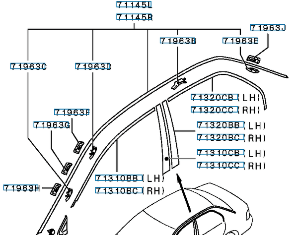 Hovedbilde Taklist høyre, EVO 4-6, (71145R), MR191506