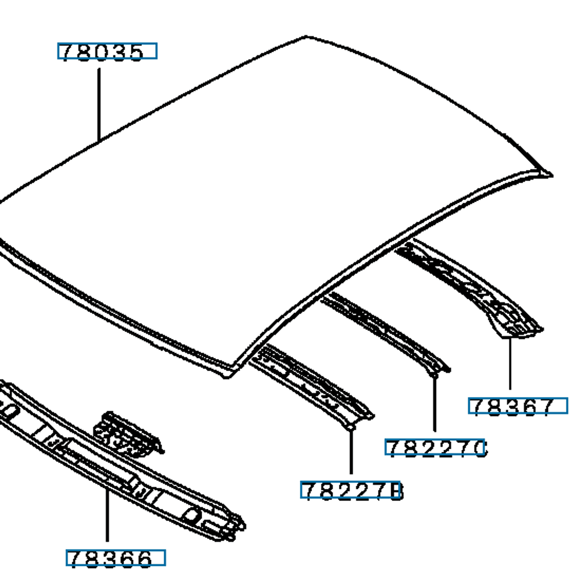 Rail roof, fremre takbøyle EVO 4-6, (78227B), MR208840