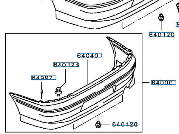 Hovedbilde Støtfanger, bak, hvit, E9, (64000), 6410A650