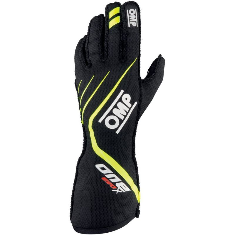 OMP One Evo X kjørehansker. Svart/Gul. FIA. OIB0-0771-NG-XL